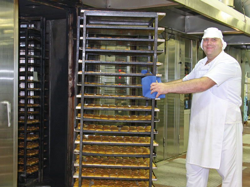 Trays going into the oven