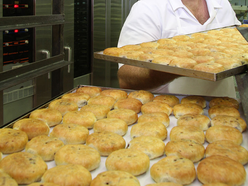 Golden Eccles cakes out of the oven